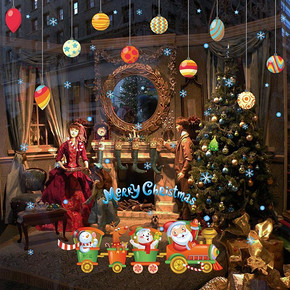 圣诞快乐# 火雅美 圣诞节玻璃橱窗贴纸 3.9元包邮(6.9-3券)