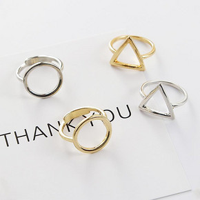 小额红包好去处# 粉红娘娘 简约帅气几何元素戒指 1.5元包邮