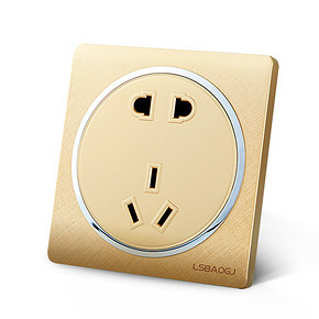 小额红包好去处# 罗森宝 欧式86型香槟金插座面板 2元包邮