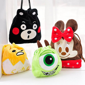 手慢无# 留白 卡通毛绒抽绳束口袋 4.4元包邮(9.4-5券)