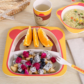 卡通萌系# 儿童卡通餐盘碗 5件套 23元包邮(53-30券)