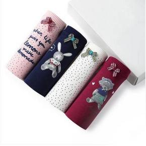 司尔健 少女纯棉蝴蝶结三角内裤 4条装 28.8元包邮(38.8-10券)