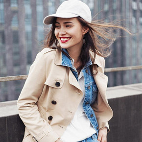 雷厉风行# Etam 短款双排扣风衣外套 419元包邮