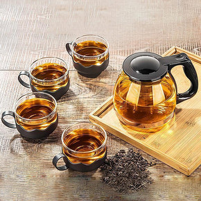 水之物语 耐热玻璃过滤茶壶茶杯 5件套 19.9元包邮(22.9-3券)