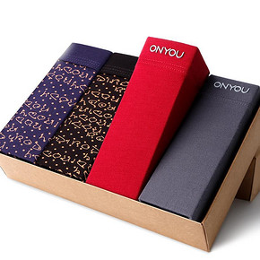 前5分钟# 欧林雅 竹纤维男士内裤 4条装 49元包邮