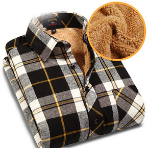 优鲨 男士磨毛拼接加绒加厚休闲衬衫 39元包邮(49-10券)