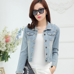 久婷 修身长袖女牛仔外套 38元包邮(48-10券)