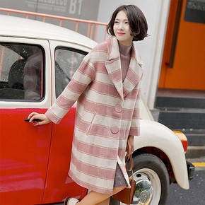 3色可选# 莜原 翻领格子羊毛中长款呢外套 129元包邮(169-40券)
