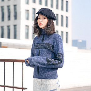 霓彩丽裳 加厚拼接宽松兔绒毛衣 79元包邮(99-20券)