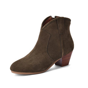 秋冬美鞋# Miss Moli 女士真皮粗跟短靴 119元包邮(219-100券)