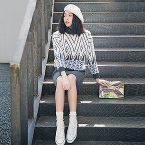 韩范百搭#霓彩丽裳 马海毛拼色毛衣 79元包邮(99-20券)