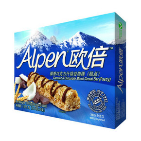 欧倍（Alpen）椰香巧克力什锦谷物棒 137.5g 1.9元