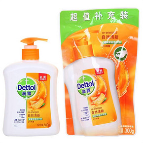 滴露 健康抑菌洗手液 自然清新 500g+300g 折9.9元(3件5折)