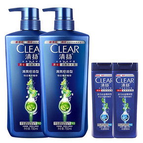清扬 男士去屑洗发露套装 750ml*2瓶+100ml*4瓶 89.9元