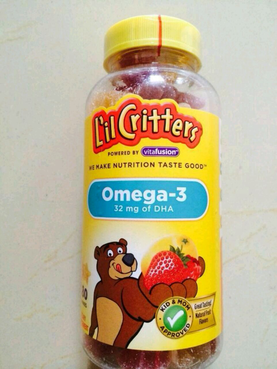 美国熊宝宝，Omega-3鱼油DHA软糖，好多同事的孩子都