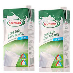 好沃德(Hochwald) 德国进口 低脂牛奶1LX2盒 9.5元(还可用券)