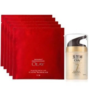 玉兰油 多效修护粉嫩气色霜50g+塑颜修纹弹力面膜24g*5片 88元包邮(138-50)