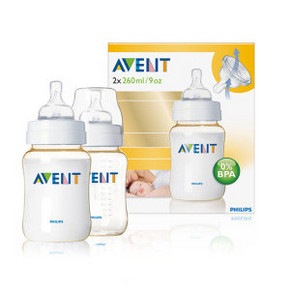 新安怡(AVENT) SCF663/27 宽口径 九安士PES奶瓶260ml*2只 99元包邮