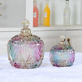 碧丽 彩色玻璃带盖糖果罐 19元包邮(39-20券)