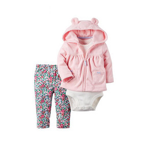 Carter＇s  女婴粉色小熊耳朵连体衣 3件套装 115元包邮(定金25+尾款90)