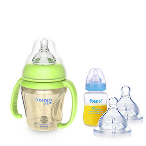 小土豆 PPSU宽口放胀奶瓶 300ml 送奶嘴*2+水杯头 49元包邮(59-10券)