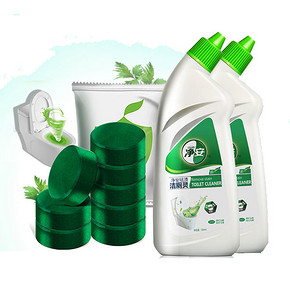 净安 祛渍洁厕液500ml*2瓶+艾叶蓝泡泡8粒 14.9元包邮(39.9-25券)