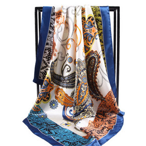 上海故事 秋冬百搭素绉缎油画围巾披肩90*90cm 19元包邮(29-10券)