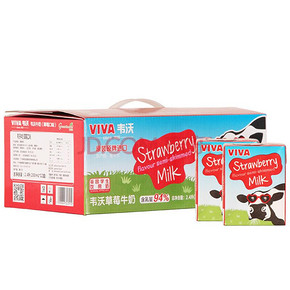 VIVA韦沃 草莓牛奶200mlx12盒装  38元