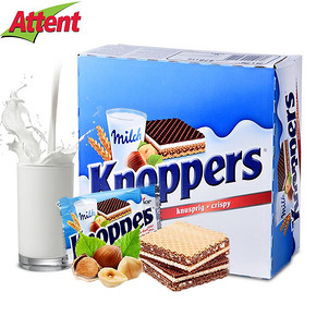 knoppers 牛奶榛子巧克力威化饼25g*4 9.9元包邮(6件起购)