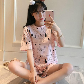 前10分钟# 韩版甜美家居服可爱卡通睡衣套装 25.8元包邮(39.9-14.1)