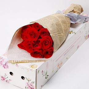爱唯一 红粉香槟玫瑰花礼盒 11枝 19.9元包邮(39.9-20券)