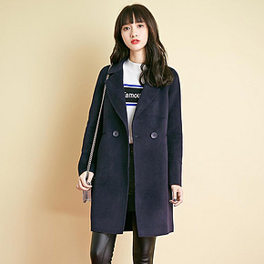 双11预售# 拉夏贝尔 7m 女士气质双面呢中长外套 445.5元(定金50+尾款395.5)