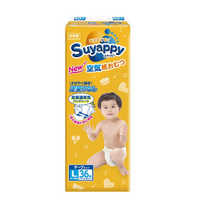 多规格惊爆价# Suyappy 舒芽奇 日本空气纸尿裤L36片*3件 88元包邮(288-200券)
