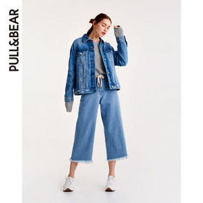 狂欢好价# PullandBear 春装2018新款蓝色大码牛仔外套女  149元包邮