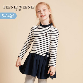 TeenieWeenieKids小熊春秋款女中大儿童条纹长袖连衣裙TKOM84959B 319元