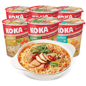 新加坡进口KOKA海鲜鸡汤咖喱方便面70g*6杯面组合即食泡面速食品 29.9元