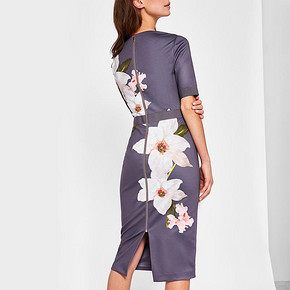 TED BAKER 2018春夏新款 女士时尚V领五分袖印花铅笔裙连衣裙 1409元
