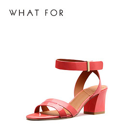 WHAT FOR夏季粗跟凉鞋交叉扣带露趾高跟女鞋WF160K12162 138.4元