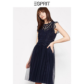 ESPRIT女装2018镂空蕾丝优雅收腰无袖连衣裙-048EO1E015 *3件 690.9元（合230.3元／