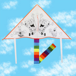 风筝DIY材料包儿童卡通空白绘画教学风筝手工涂鸦填色大风筝好飞 券后6.8元