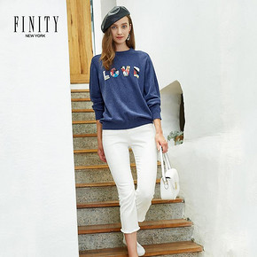 FINITY羊毛衫女打底2018新款内搭长袖简约宽松秋冬套头钉珠毛衣 839元