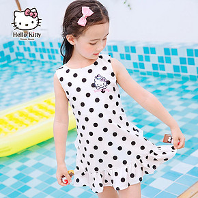 Hello kitty童装女童2019新款夏装甜美波点卡通连衣裙运动背心裙 139元