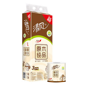 清风卷纸原木纯品3层270段10卷卷筒有芯卫生纸巾餐巾纸家庭装 *2件 35.82元（