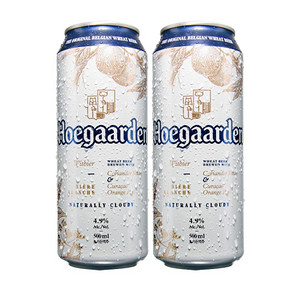 韩国原装进口 Hoegaarden/福佳 白啤酒 500ml*2听 *2件 29.9元（合14.95元/件）