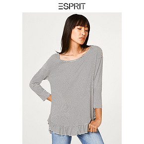 ESPRIT 埃斯普利特 028EE1K018 女士圆领木耳边宽松七分袖T恤 珊瑚色 S 69元