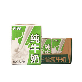 ￥34.9 限地区： VIVA 韦沃 部分脱脂纯牛奶 200ml*27盒