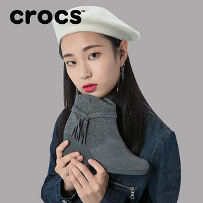 Crocs 204676 卡骆驰秋季新款蕾丽短筒女休闲坡跟时尚短靴| 239元