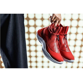 安踏 2018款皮面高帮篮球鞋 11841303 红色 到手价329元