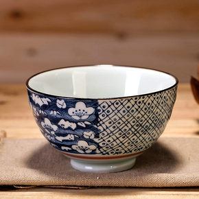 茗轩茶舍 釉下彩陶瓷饭碗 4.25/4.5英寸 2.99元包邮