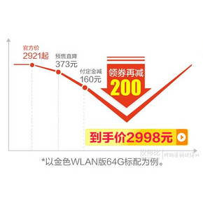 Apple 苹果 新iPad Air 10.5英寸 平板电脑 WLAN 64GB 金/银/灰色 2998元包邮（需用券